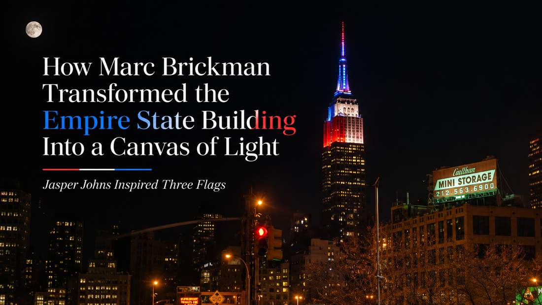 Marc Brickman lighting designer’s Empire State Building light show inspired by Jasper Johns’ Three Flags